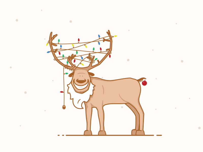 Reindeer animation christmas flashing funny illustration light modern reindeer santa simple