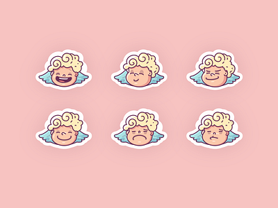The many faces of ... character cupid day design faces game illustration simple stickers valentines