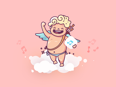Cupid Flying card clouds cupid flat flying illustration love modern simple valentines