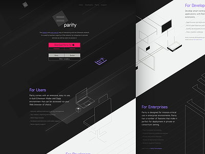 Parity.io application design ethereum home illustration io layout parity web