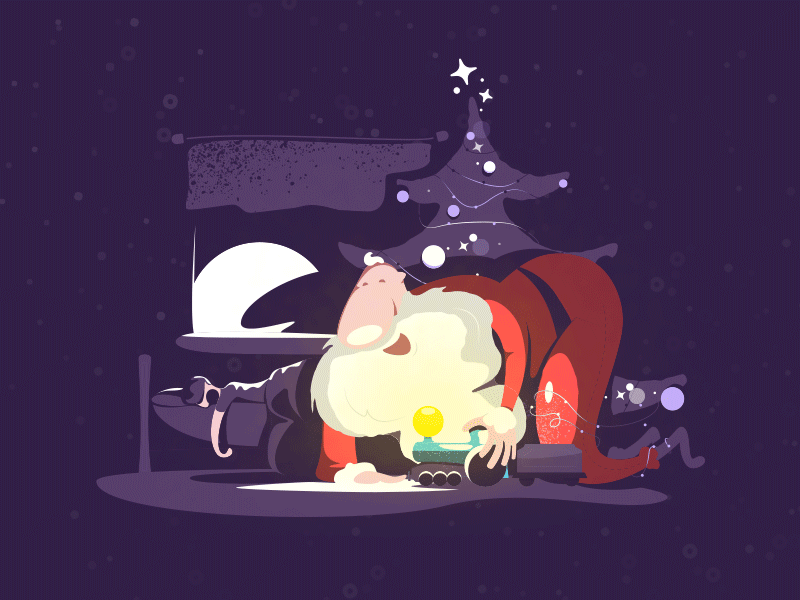 Christmascard Card animation card christmas illustration night presents santa toy tree