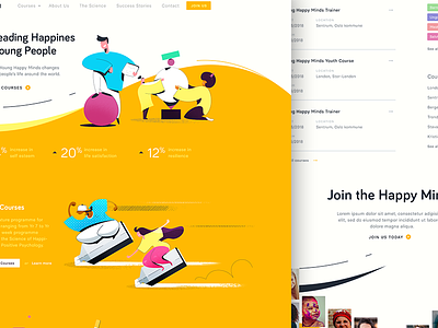 Dribbble Shots Happy Layout application course desing education happy illustration school teaching web design young