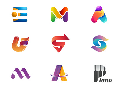 letter mark 3d modern logo design