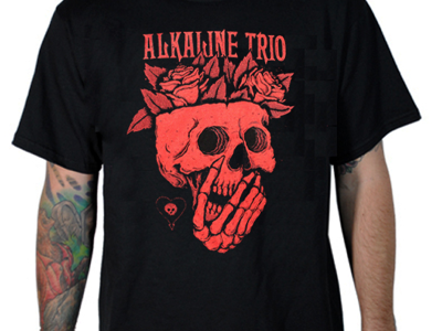 New! alkaline band brain heart leaf red rose skull trio tshirt