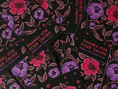 Thanks! art card design floral ink pen