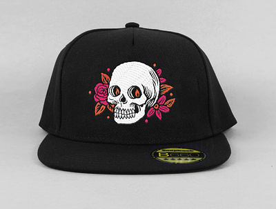 Caps cap caps design floral hat illustration design skull