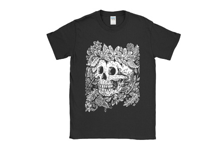 T-Shirts! drawing drawingart floral pen and ink skull skulls tshirt tshirtdesign