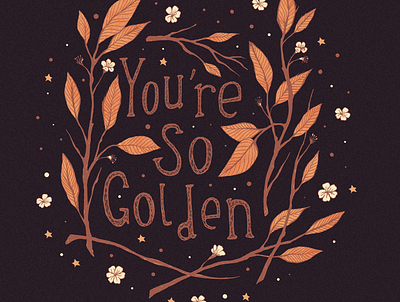 You're So Golden art drawing floral art florals illustrations leaves pen and ink sam dunn