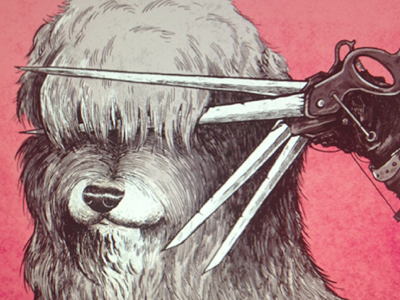 Not For Rental colour dog drawing fur illustraton inking line movie scissor