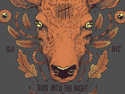 The 5th Floor bike chain cog cycling deer fixed forest gear illustration stag woods