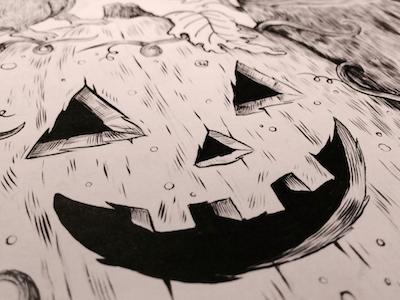 Happy Halloween! brush drawing face halloween illustration ink pumpkin