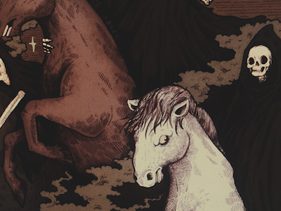 Ponies apocalypse horse horses illustration lines sketch skull smoke traditional