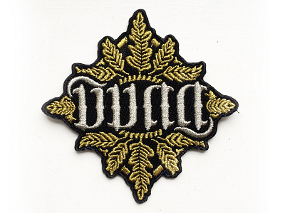 Patch ambigram crest dunn embroidery gold leaves logo patch shiny silver thread
