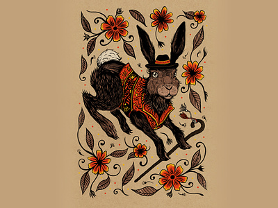 Shepherd Hare drawing folk folkart folklore hare illustration art illustration design