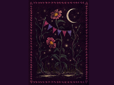 Moon art drawing floral illustration illustration design moon sam dunn