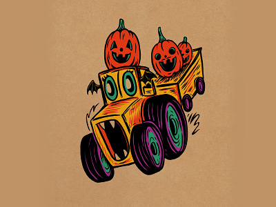 WEENZINE EIGHT autumn cute drawing fall halloween haunted illustration spooky tractor