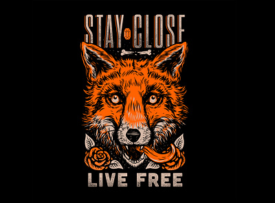 Stay Close art cute designs drawing fox illustration nature tshirt