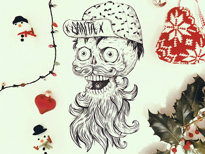 Merry Christmas christmas drawing illustration ink skull xmas