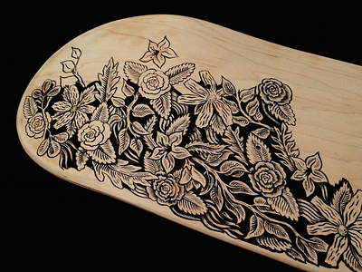 Deck art deck drawing floral illustration ink skateboard wip