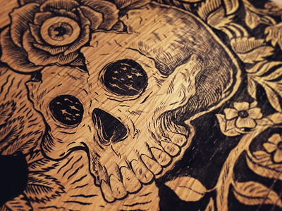 Woody illustration ink macbook rose skull tattoo wood