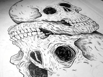 ∞ art drawing illustration ink pentel skull wip