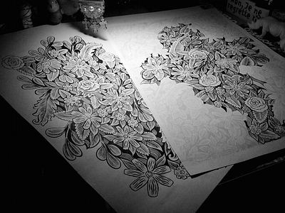 Repeat Parts drawing floral flowers illustration pattern pen print repeat wip