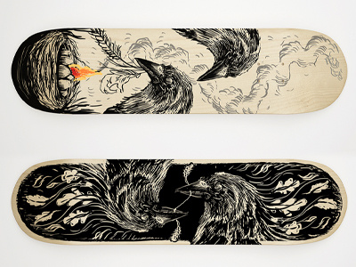 Board Hunt art birds crow drawing flowers illustration nature skate skateboard tattoo