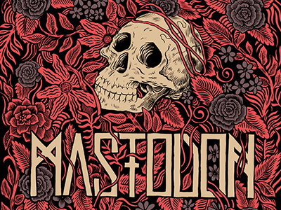 Mastodon | 02 art band floral flowers illustration ink mastodon merch pen skull tshirt