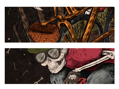 Boneshaker Magazine art bike boneshaker cycling drawing editorial illustration magazine skull