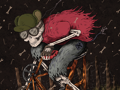 Boneshaker Magazine art bike boneshaker cycling drawing editorial illustration magazine skull