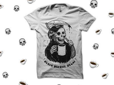 Decaf caffine coffee drawing emoji illustration reaper shirt tshirt