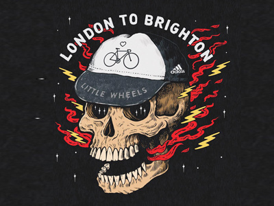 London to Brighton brighton charity cycling diabetes donate illustration london skull