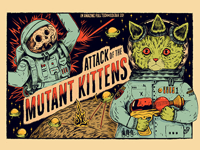 Buzzfeed alien buzzfeed cat comic illustration kitten mutant planet sci fi skull space