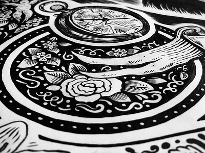 Flora art border drawing floral illustration ink movie pen