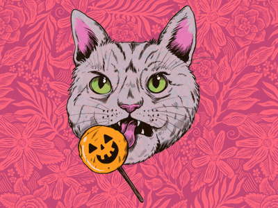 Drawlloween - 22 Candy cat drawing floral halloween illustration pumpkin zine