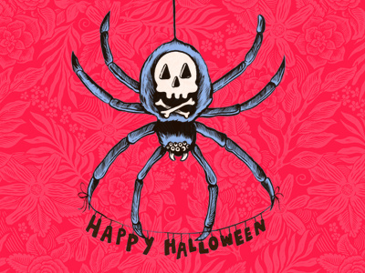 Drawlloween - 30 Spider drawing halloween illustration ink pen skull spider spooky