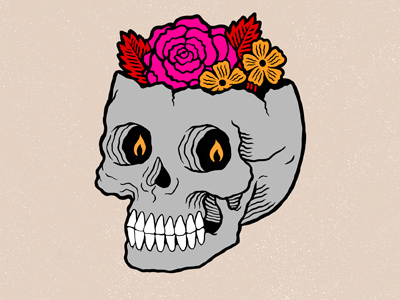 Flower Head Patch! art drawing flowers illustration ink patch skull