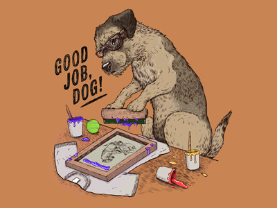 Good Job, Dog! dog drawing illustration ink logo pen print screenprint tshirt