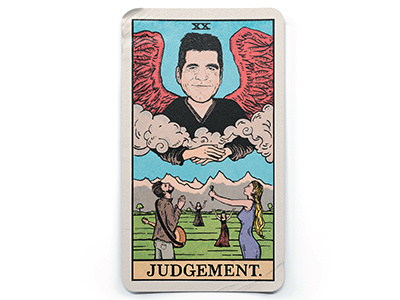 Rich List card drawing illustration ink judgement pen simon cowell tarot tarot card traditional