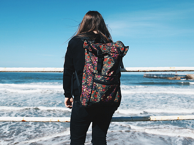 Rickshaw Bags backpack floral flowers illustration ink pattern pen print repeat seaside whitby