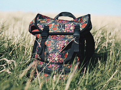 Rickshaw backpack floral flowers illustration ink pattern pen print repeat whitby