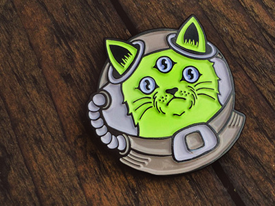 Meow alien cat illustration kitty pin pins ufo