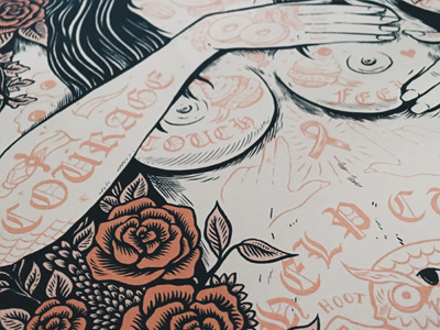Festifeel charity drawing exhibtion floral illustration rose tattoos