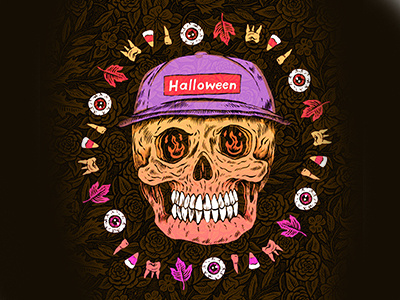 Drawlloween 3 - Skull cap drawlloween halloween illustration ink inktober logo pen skull supreme