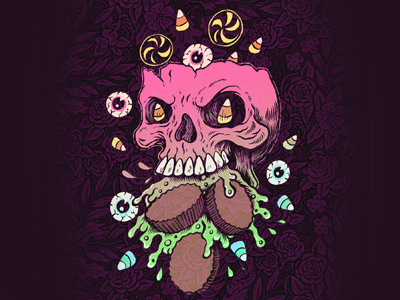 Drawlloween 31 - Candy candy cute drawing drawlloween halloween illustration inktober october skull
