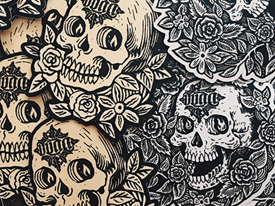 Sticky art drawing illustration ink pen skull stickers