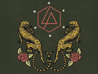 Linkin Park art crest drawing illustration ink jacket linkin park logo merch pen rose