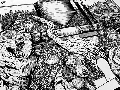 Woof art blog dog drawing editorial food illustration ink pen wolf