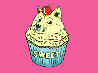Sweet animation art cupcake cute dog doge drawing emoji illustration meme sticker