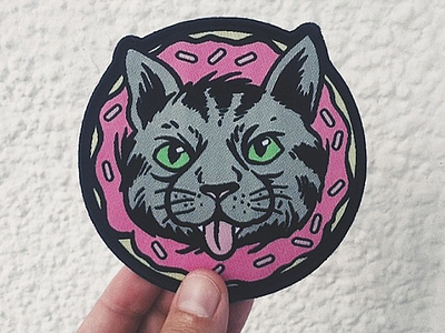 NFSco art cat cute donut drawing illustration patch patches sweets